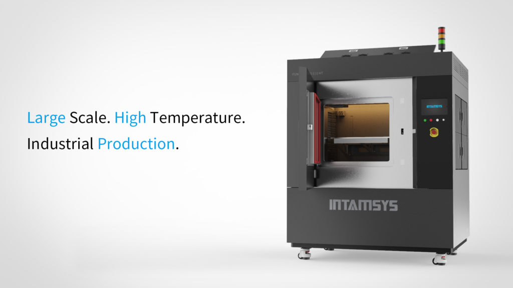 Text: "Large scale. High Temperature. Industrial Production." Bild: Funmat PRO 610ht